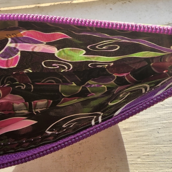 Vera Bradley retired green purple half moon, watermelon slice makeup pouch bag - Picture 5 of 9